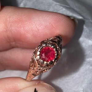Vintage filigree inspired Ruby ring